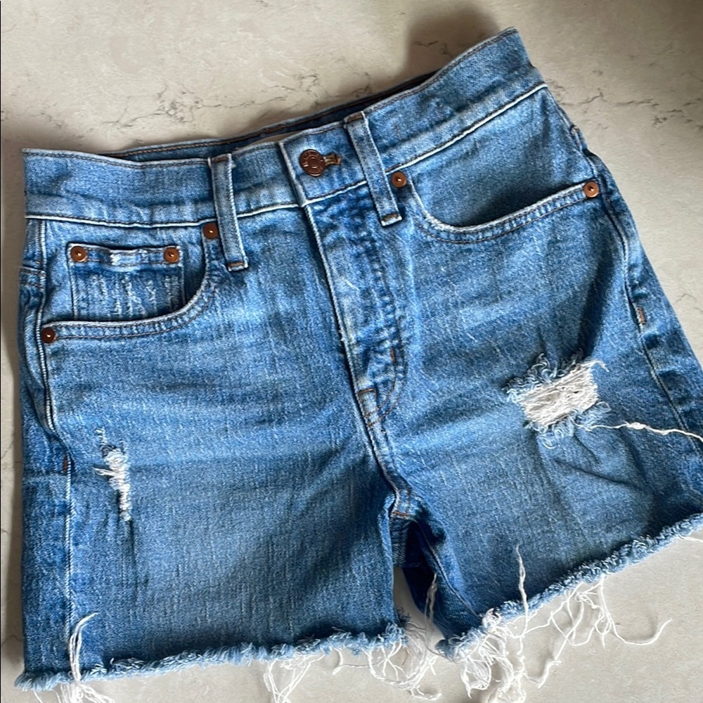 Madewell High-Rise Denim Shorts Light Blue Distressed Jean Shorts NWOT